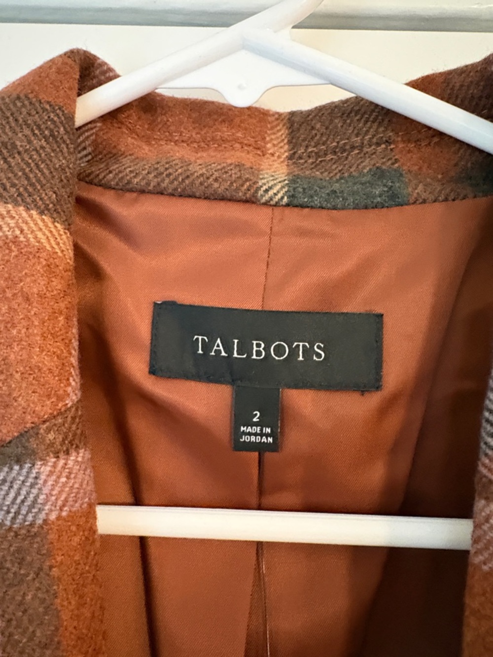 TALBOTS Orange and Olive Plaid Blazer - Picture 2 of 6